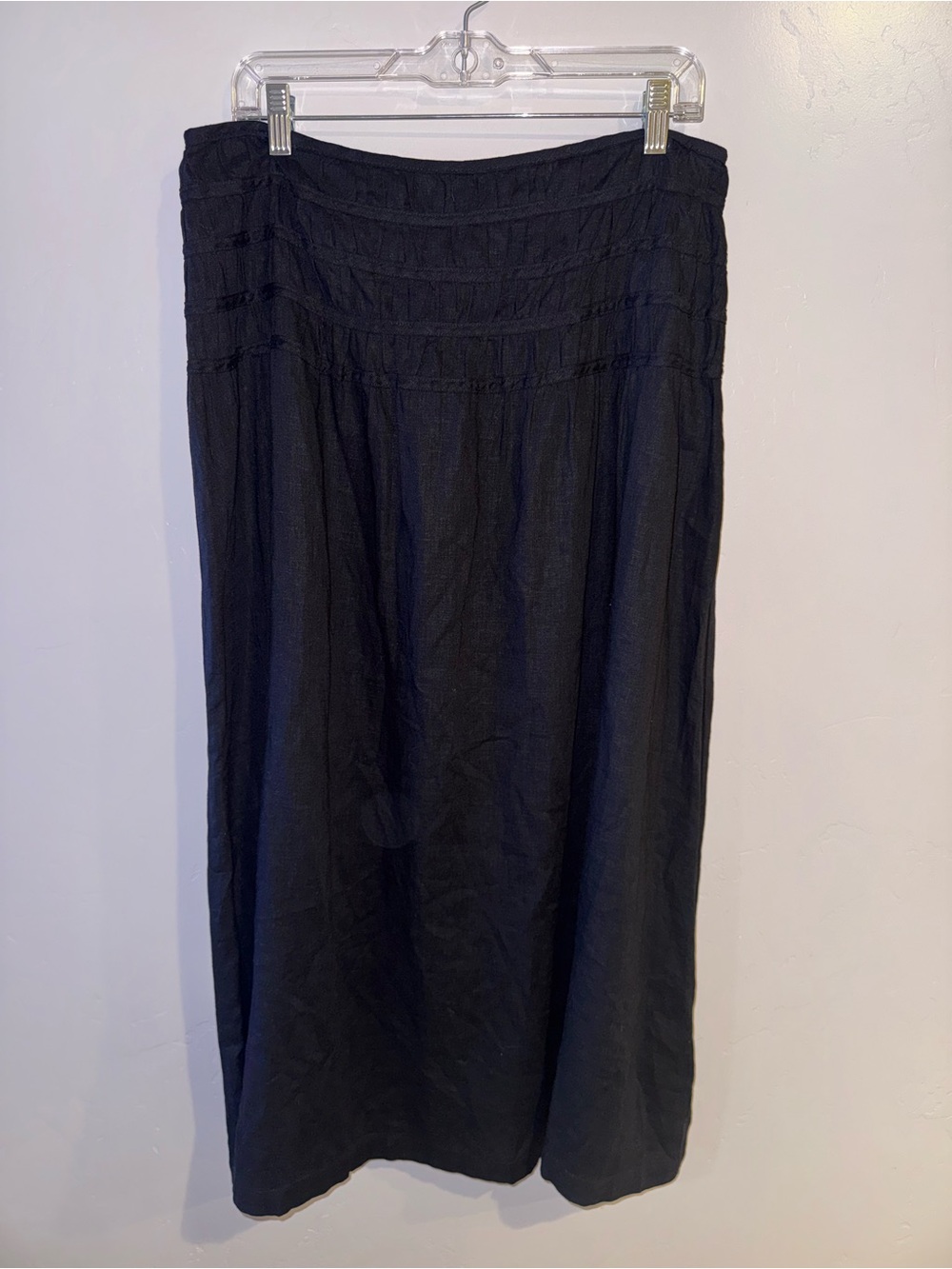 bohme Black Smocked-Waist Midi Skirt